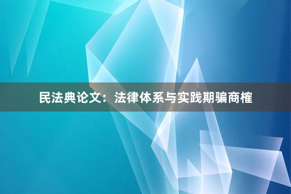 民法典论文：法律体系与实践期骗商榷