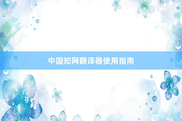 中国知网翻译器使用指南